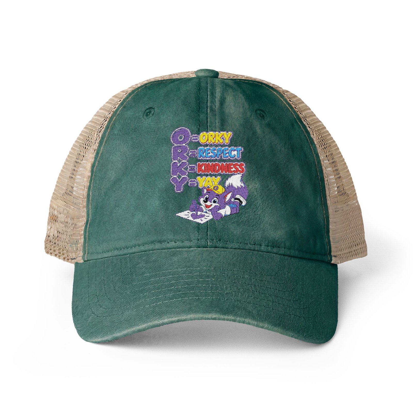 Women's Washed Mesh-Back Cap __ ORKY Respect Kindness - Image 9