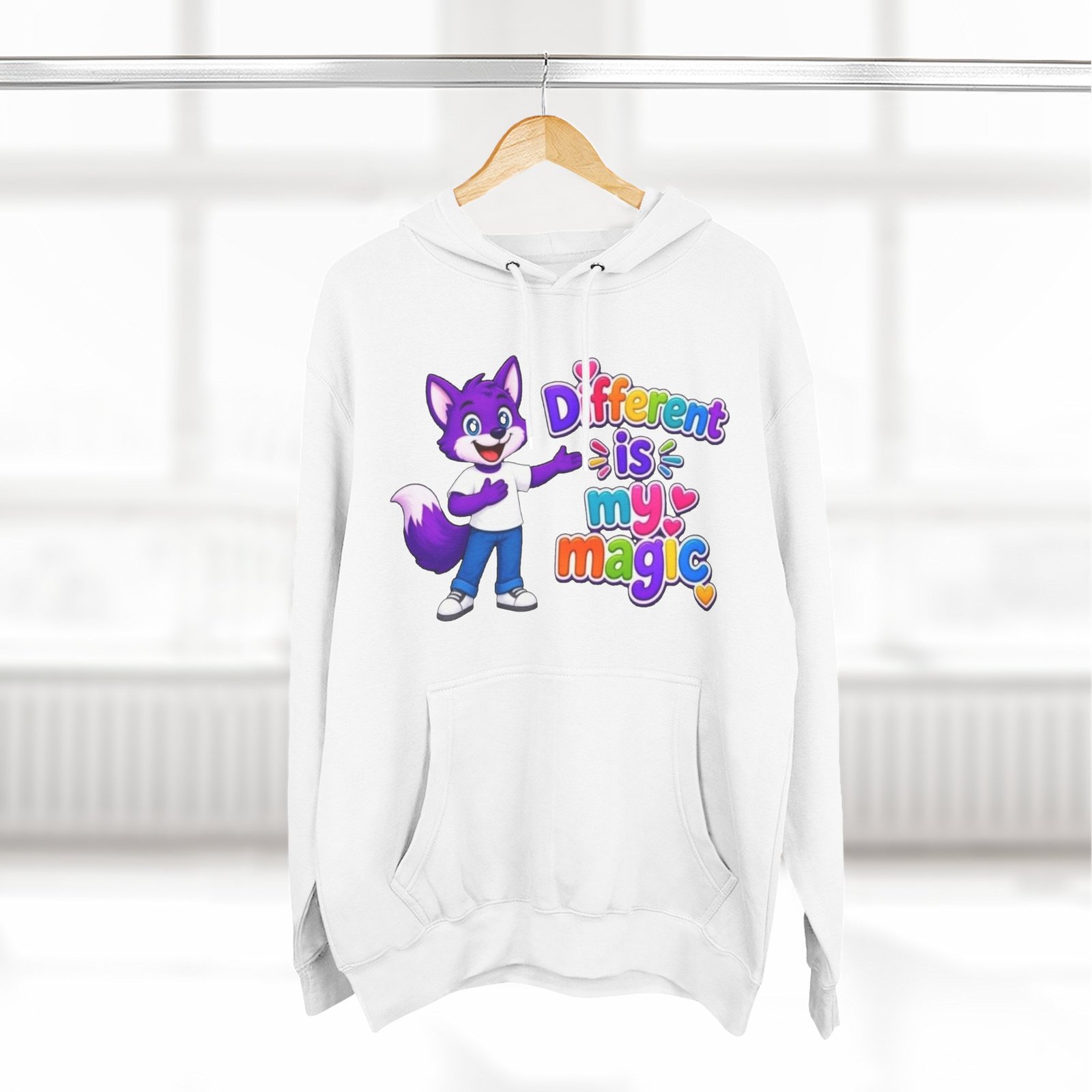 Three-Panel Fleece Hoodie __ ' Different is My Magic ' - Image 4