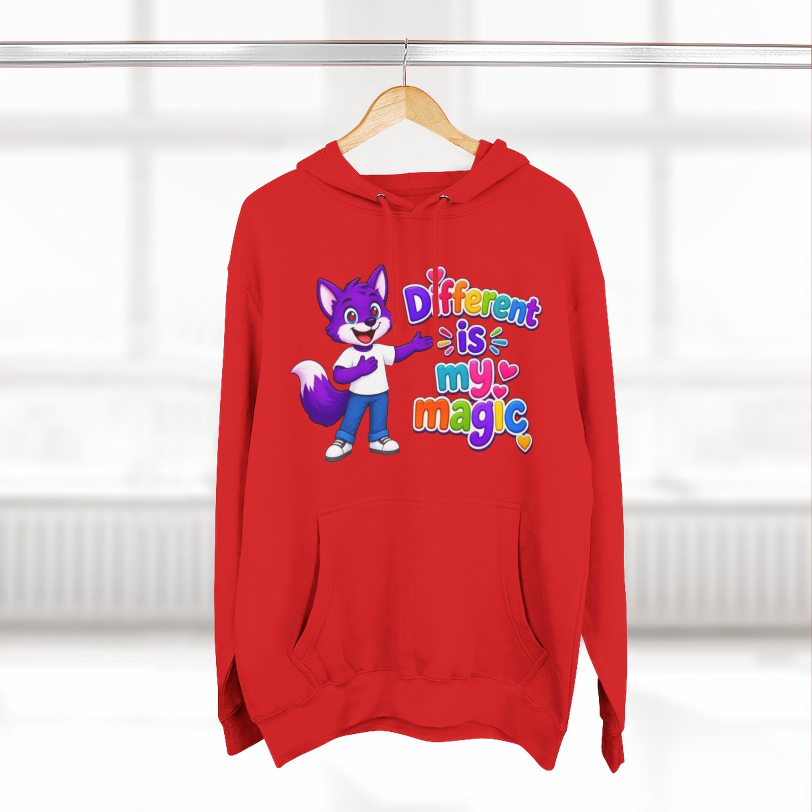 Three-Panel Fleece Hoodie __ ' Different is My Magic ' - Image 56