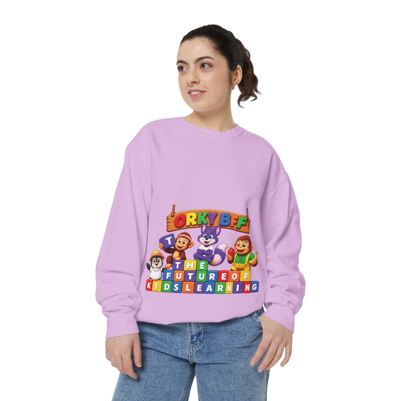 Kids Learning Crewneck Sweatshirt — 'StoryBFF: The Future of Kids Learning' Graphic - Image 95