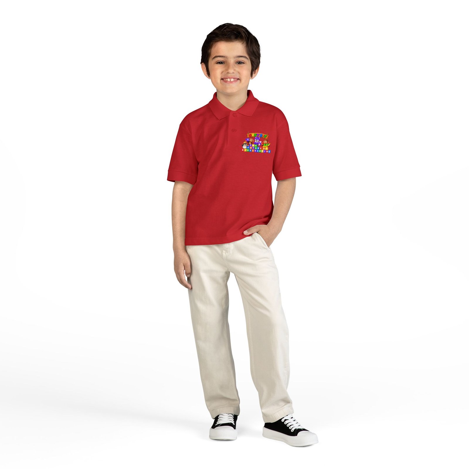 DryBlend® Youth Jersey Polo — Orky BFF kids learning - Image 40