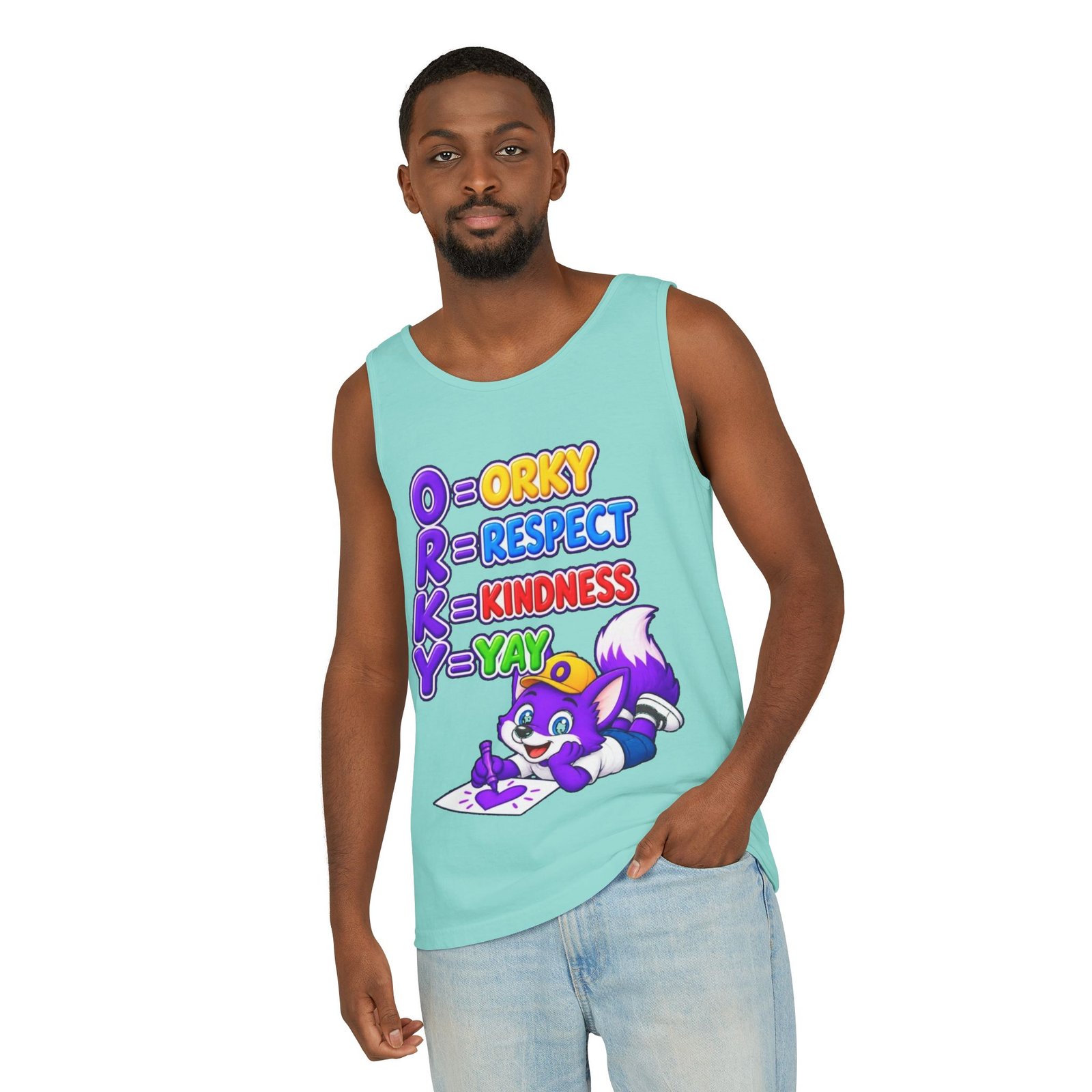 Unisex Garment-Dyed Tank Top — "ORKY: Respect, Kindness, Yay" - Image 30
