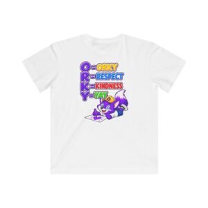 Kids Fine Jersey Tee — "O R K Y: Orky, Respect, Kindness, Yay"