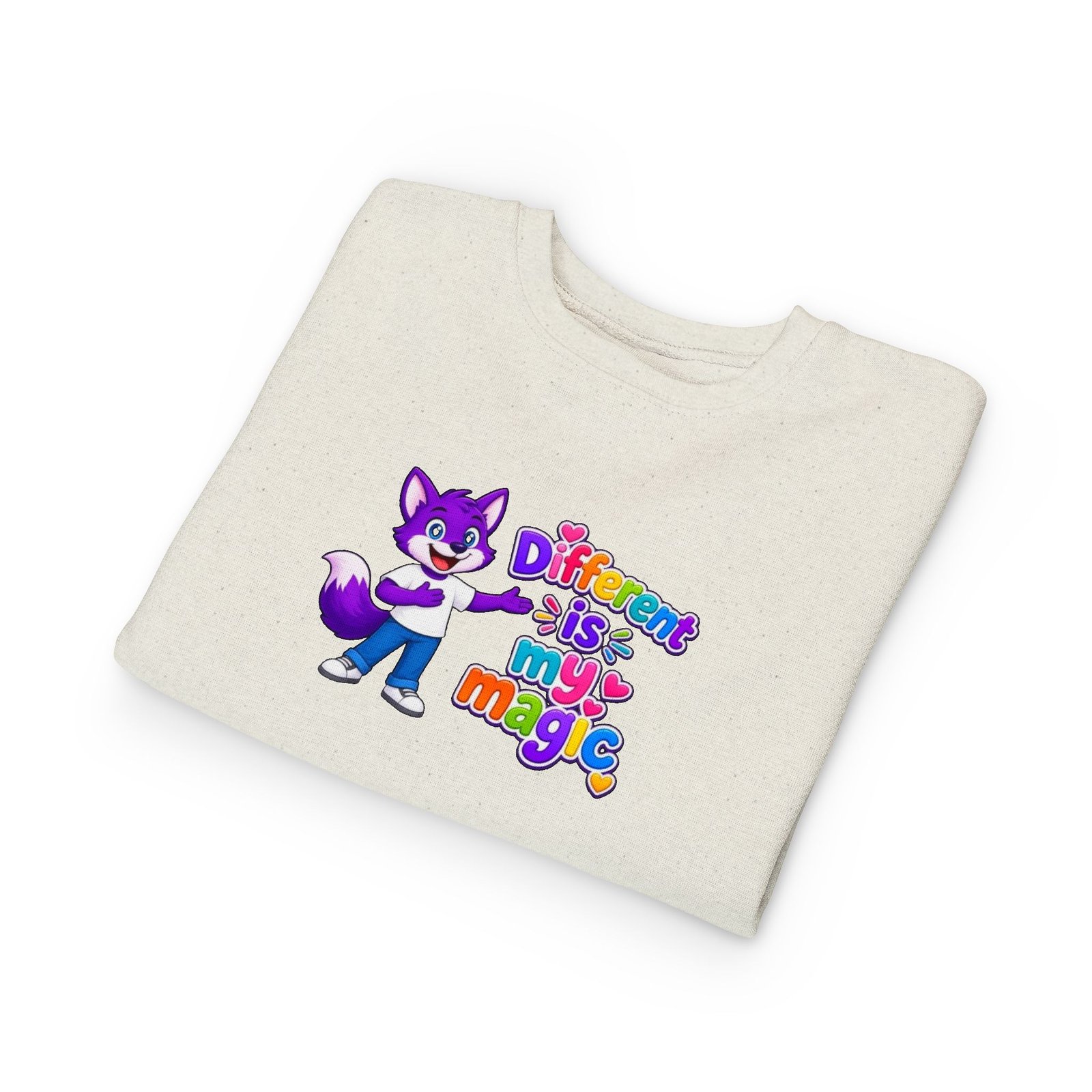 Toddler Sweatshirt — "Different is My Magic" Cute Fox - Image 4
