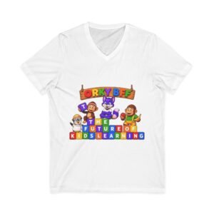 Unisex Jersey Short Sleeve V-Neck Tee— "ORKY BFF: The Future of Kids Learning"
