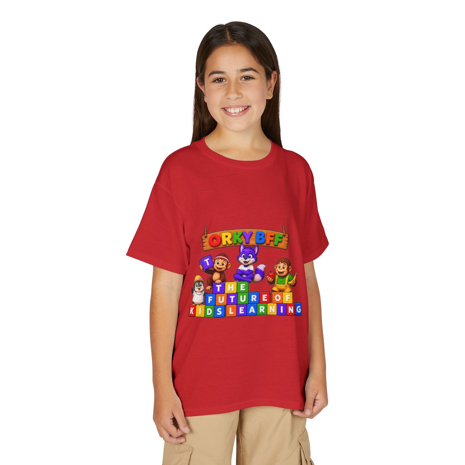 Youth DryBlend® T-Shirt— "The Future of Kids Learning" Colorful Block Character Tee - Image 59