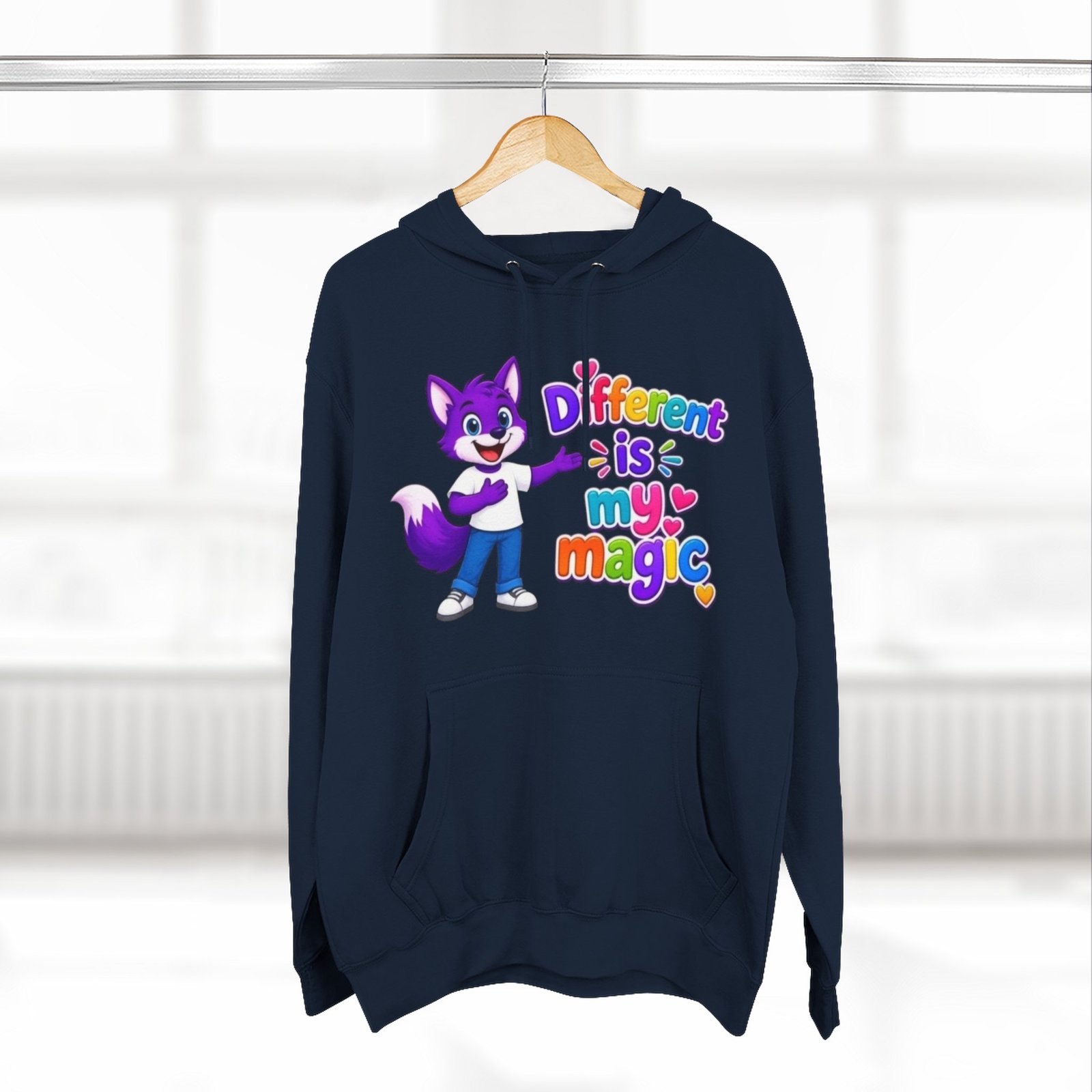 Three-Panel Fleece Hoodie __ ' Different is My Magic ' - Image 48