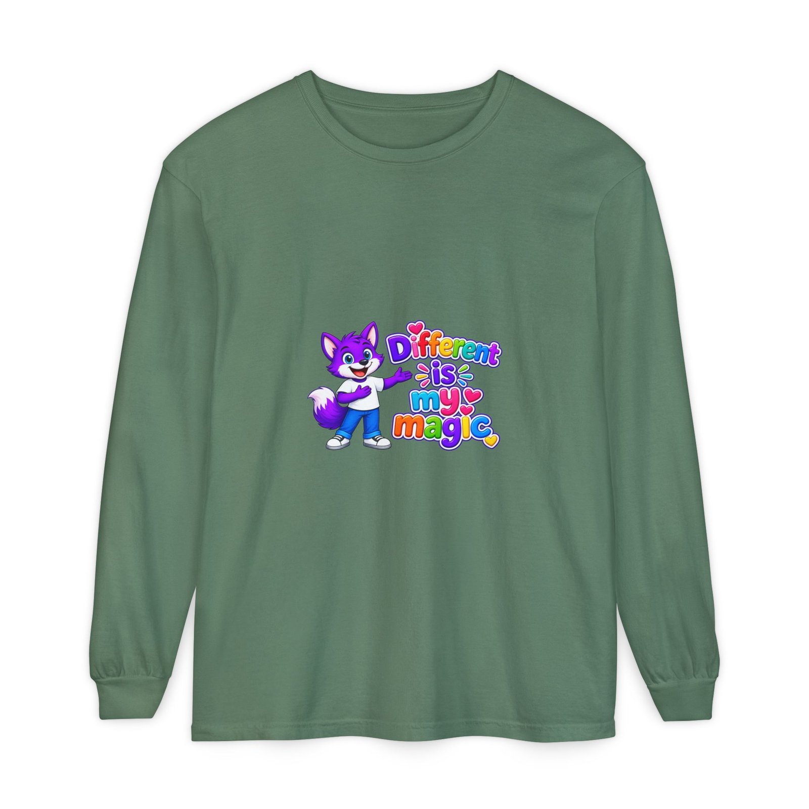 Unisex Garment-dyed Long Sleeve T-Shirt __ Different is my magic - Image 29