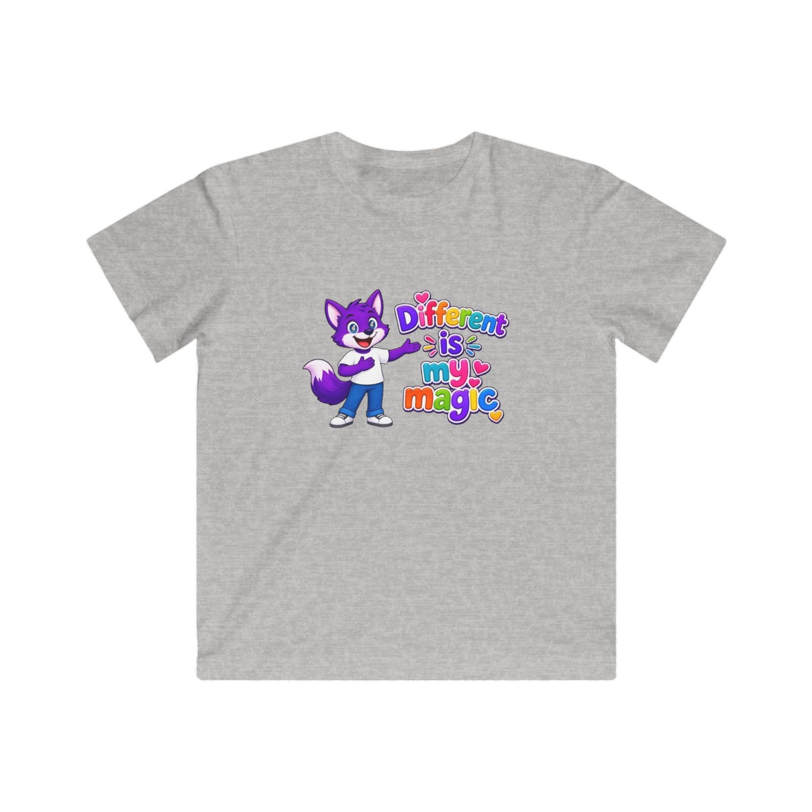 Kids Fine Jersey Tee - "Different is my magic" Colorful Fox - Image 7