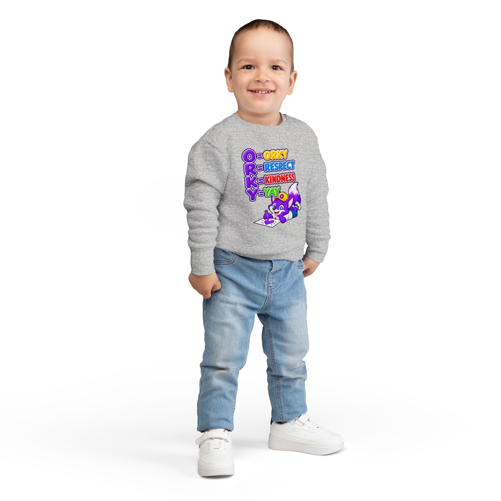 Toddler Sweatshirt — "ORKY Kindness Yay" Cute Fox - Image 8