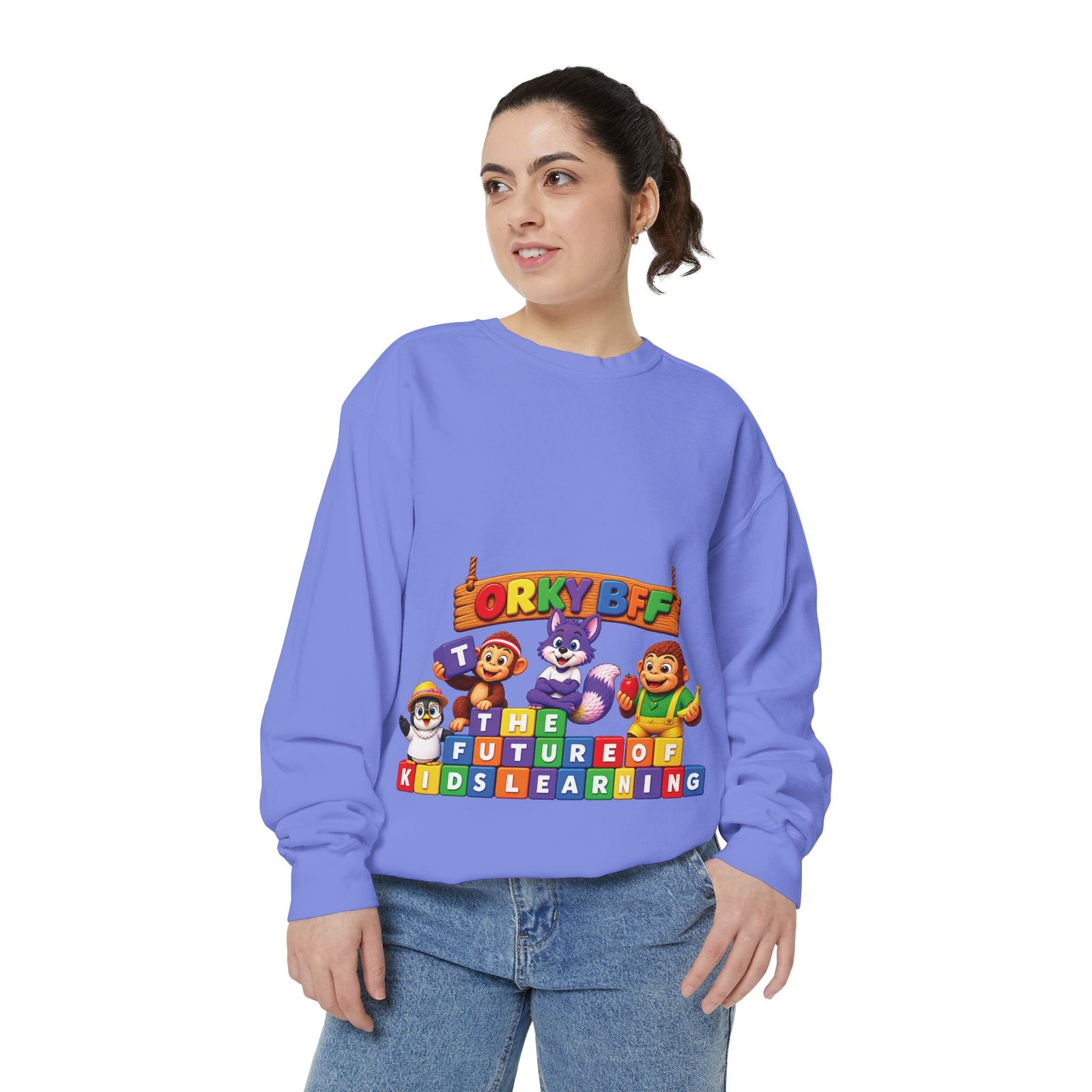 Kids Learning Crewneck Sweatshirt — 'StoryBFF: The Future of Kids Learning' Graphic - Image 65