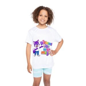 Kids Sports Jersey (AOP) — "Different Is My Magic" Rainbow Fox Graphic