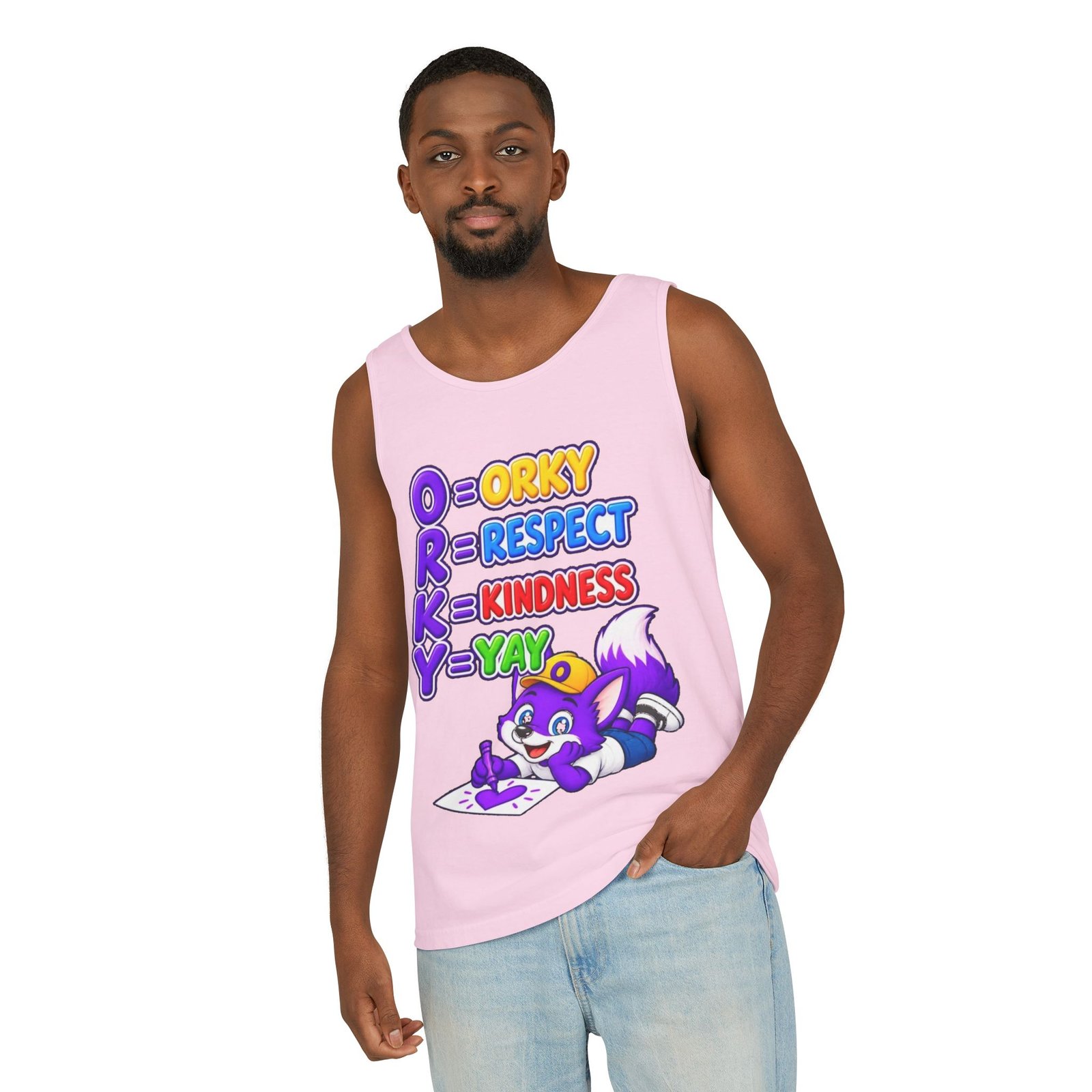 Unisex Garment-Dyed Tank Top — "ORKY: Respect, Kindness, Yay" - Image 65