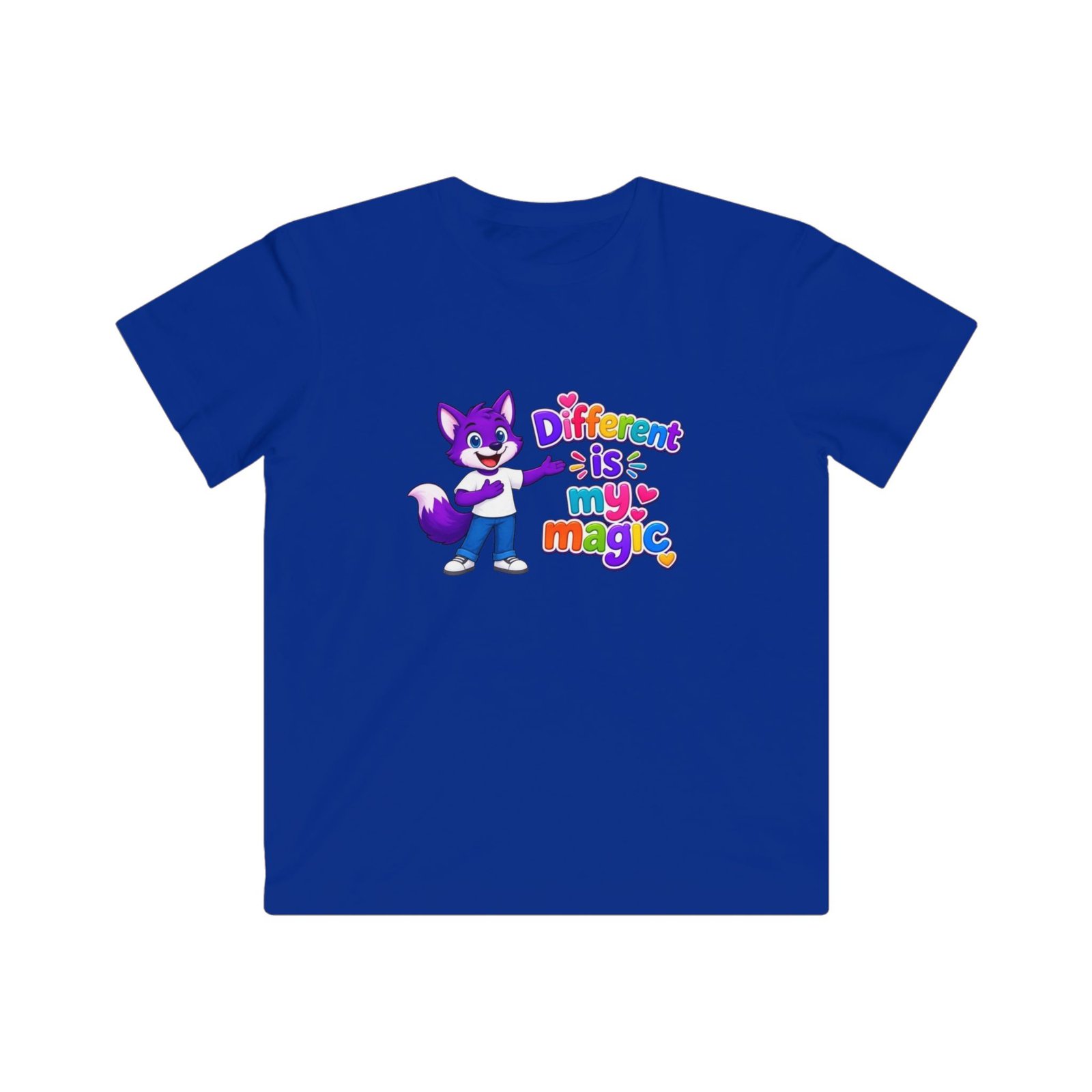 Kids Fine Jersey Tee - "Different is my magic" Colorful Fox - Image 25