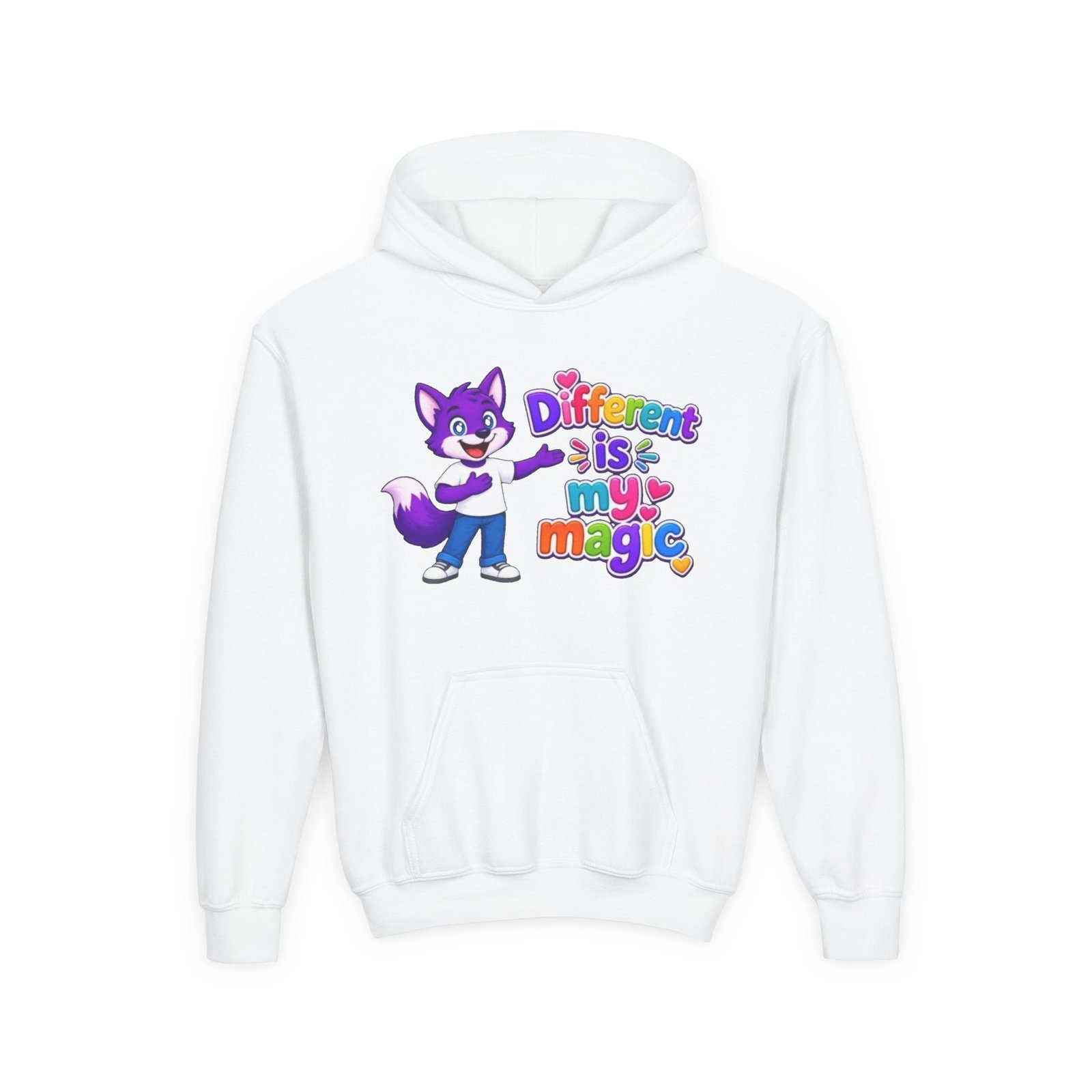 Youth Heavy Blend Hooded Sweatshirt — "Different is My Magic"