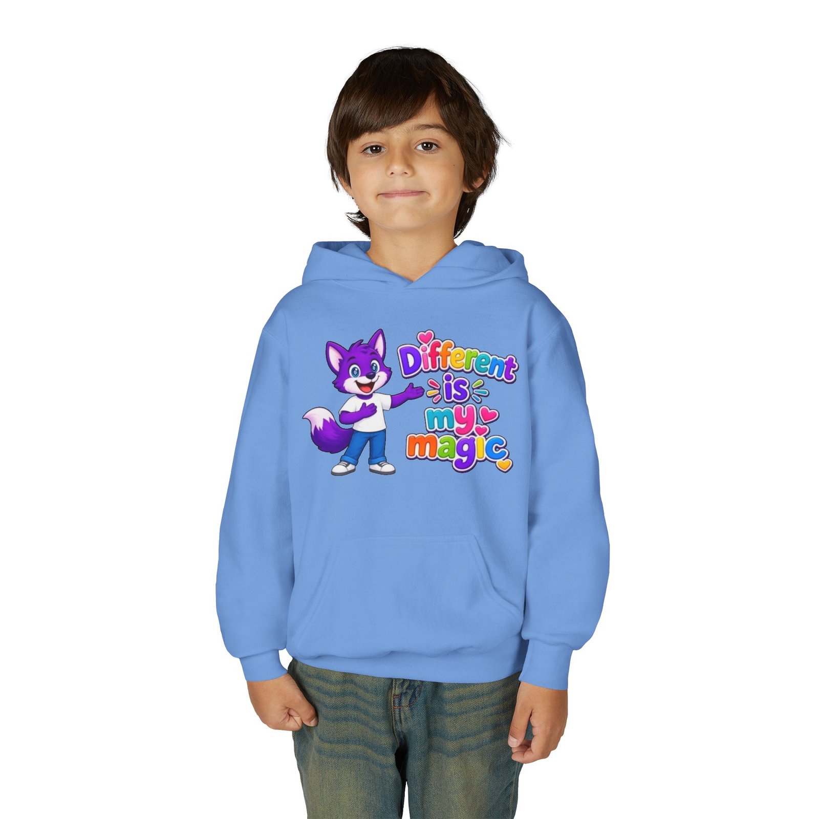 Youth Heavy Blend Hooded Sweatshirt — "Different is My Magic" - Image 39