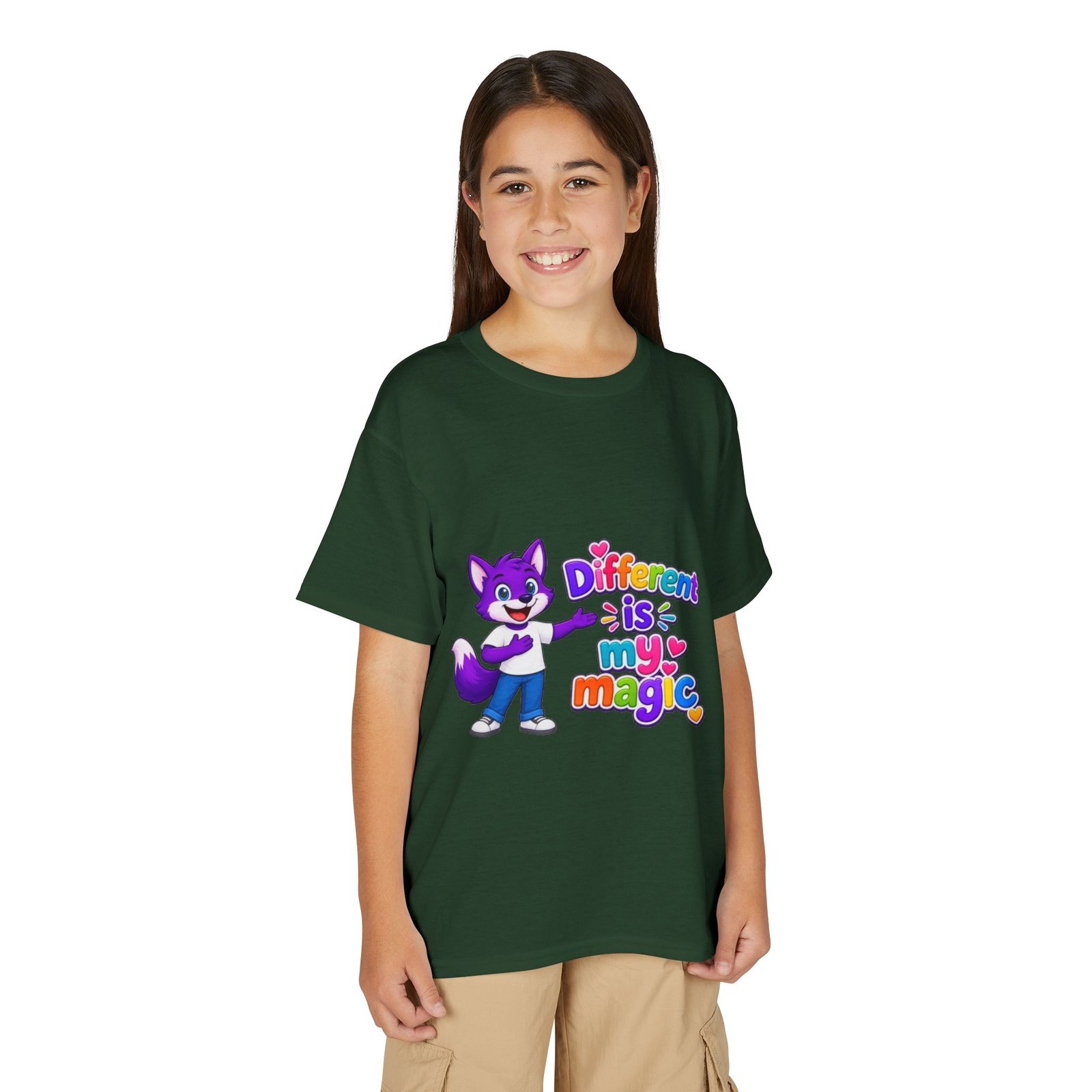 Youth DryBlend® T-Shirt — "Different Is My Magic" Cute Purple Fox - Image 27