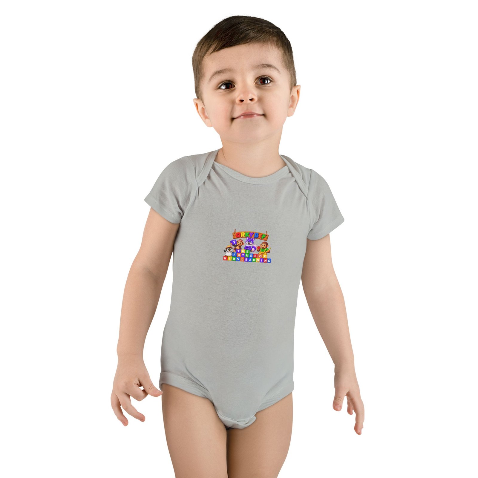 Baby Short Sleeve Onesie® - "Orky Bff Kids Learning" - Image 7