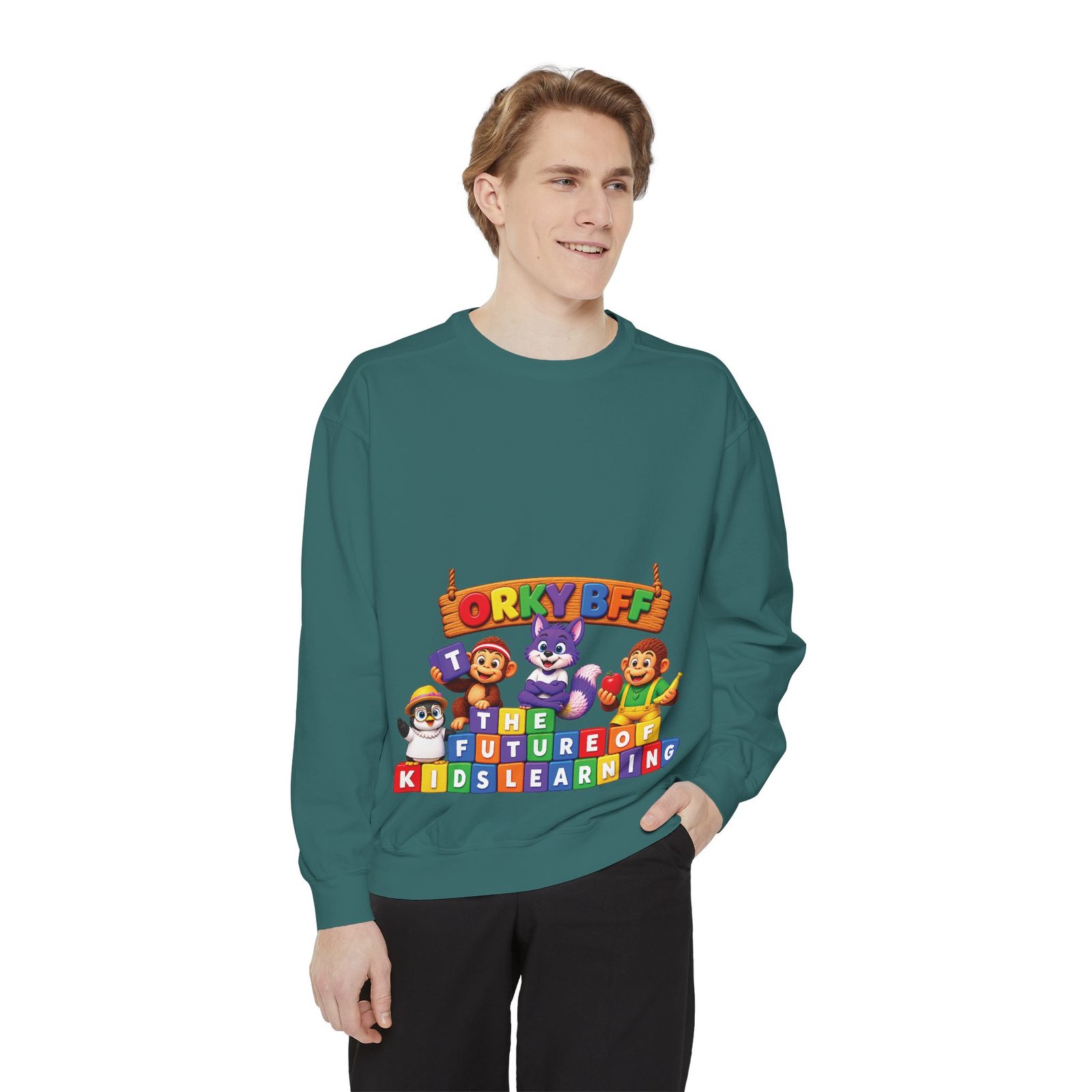 Kids Learning Crewneck Sweatshirt — 'StoryBFF: The Future of Kids Learning' Graphic - Image 39