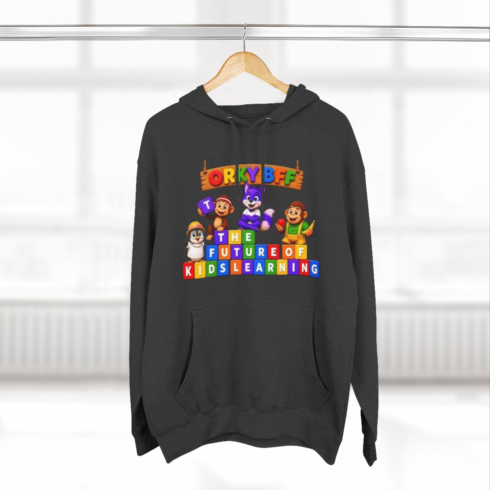 Three-Panel Fleece Hoodie__ 'Orky Bff The Future Of Kids Learning' - Image 12
