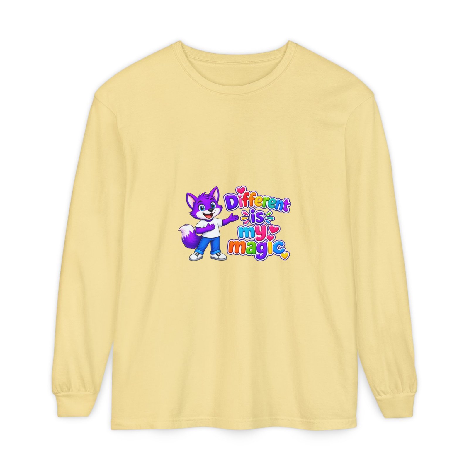 Unisex Garment-dyed Long Sleeve T-Shirt __ Different is my magic - Image 21