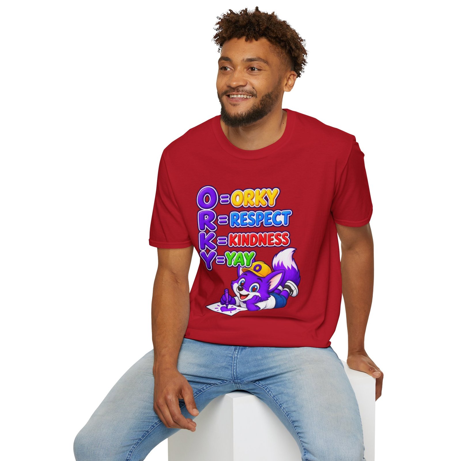 Unisex Softstyle T-Shirt — Orky Respect Kindness Kids Yay - Image 60