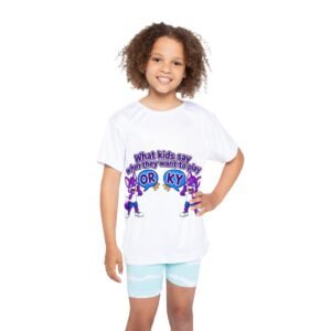 Kids Sports Jersey (AOP) — “What Kids Say When They Want to Play: OR KY” Cute Purple Fox Sports Tee