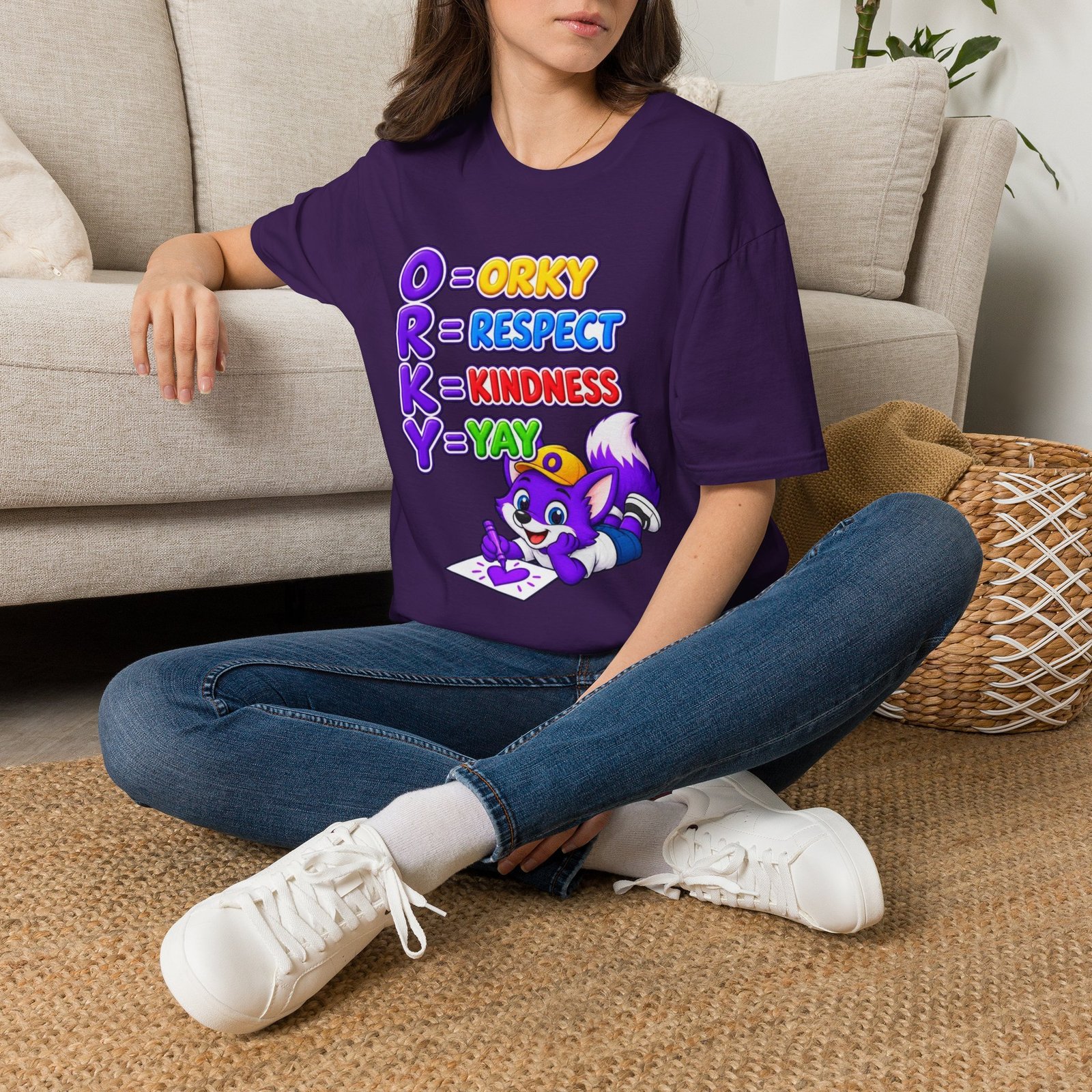 Unisex Softstyle T-Shirt — Orky Respect Kindness Kids Yay - Image 45