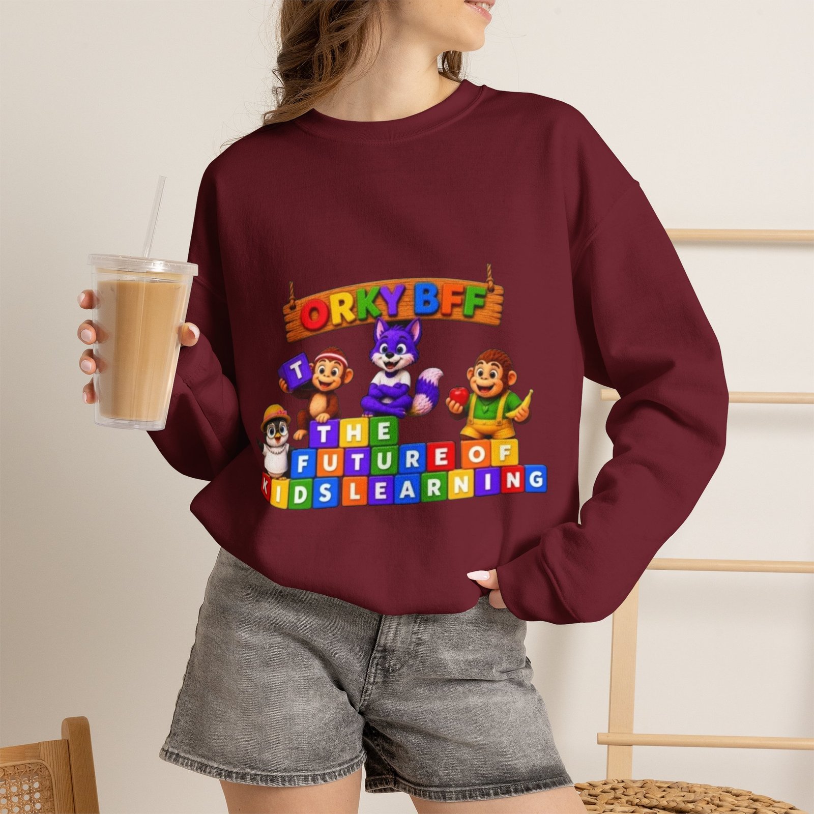 Unisex Heavy Blend™ Crewneck Sweatshirt - 'Orky Bff The Future of Kids Learning' - Image 75