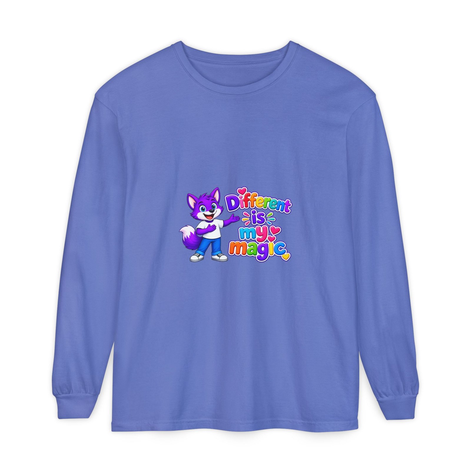 Unisex Garment-dyed Long Sleeve T-Shirt __ Different is my magic - Image 41