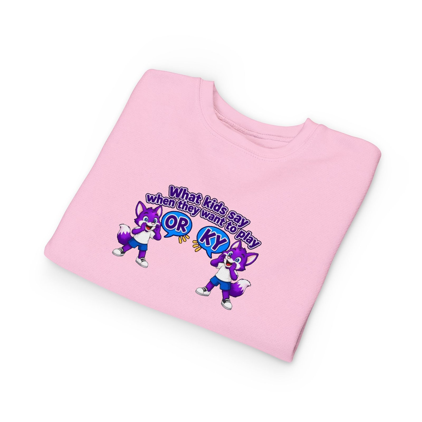 Toddler Sweatshirt — "What kids say when they want to play: Orky" Cute Purple Fox - Image 27