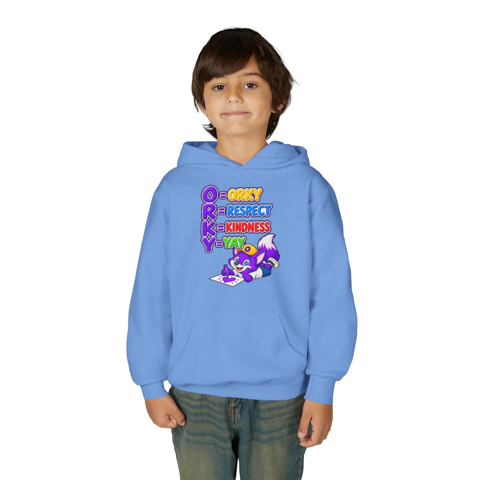 Youth Heavy Blend Hooded Sweatshirt — O.R.K.Y. Respect, Kindness, Yay - Image 39