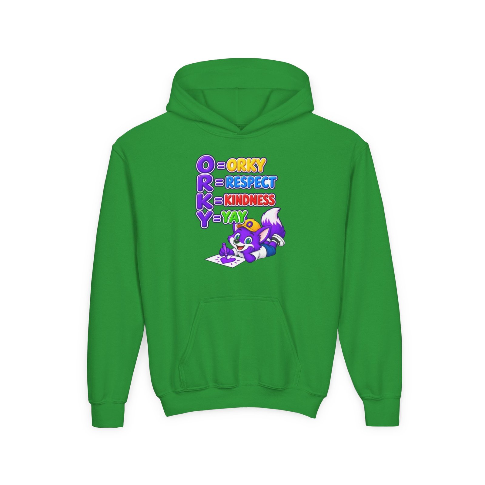 Youth Heavy Blend Hooded Sweatshirt — O.R.K.Y. Respect, Kindness, Yay - Image 29