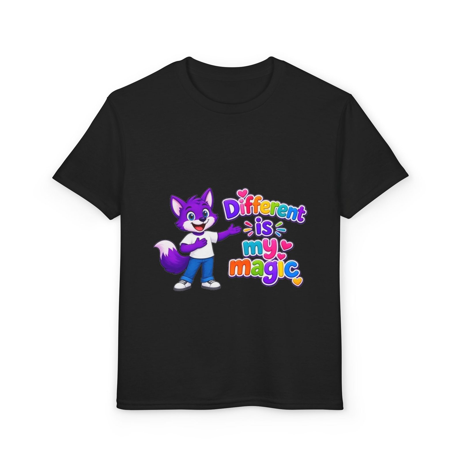 Youth DryBlend® T-Shirt — "Different Is My Magic" Cute Purple Fox - Image 9