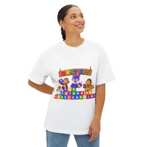 Unisex Oversized Boxy Tee — "The Future of Kids Learning" Cartoon Characters