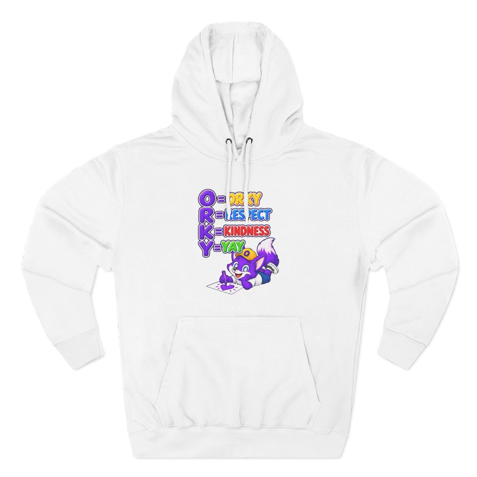 Three-Panel Fleece Hoodie __ Orky Respect Kindness Yay - Image 2