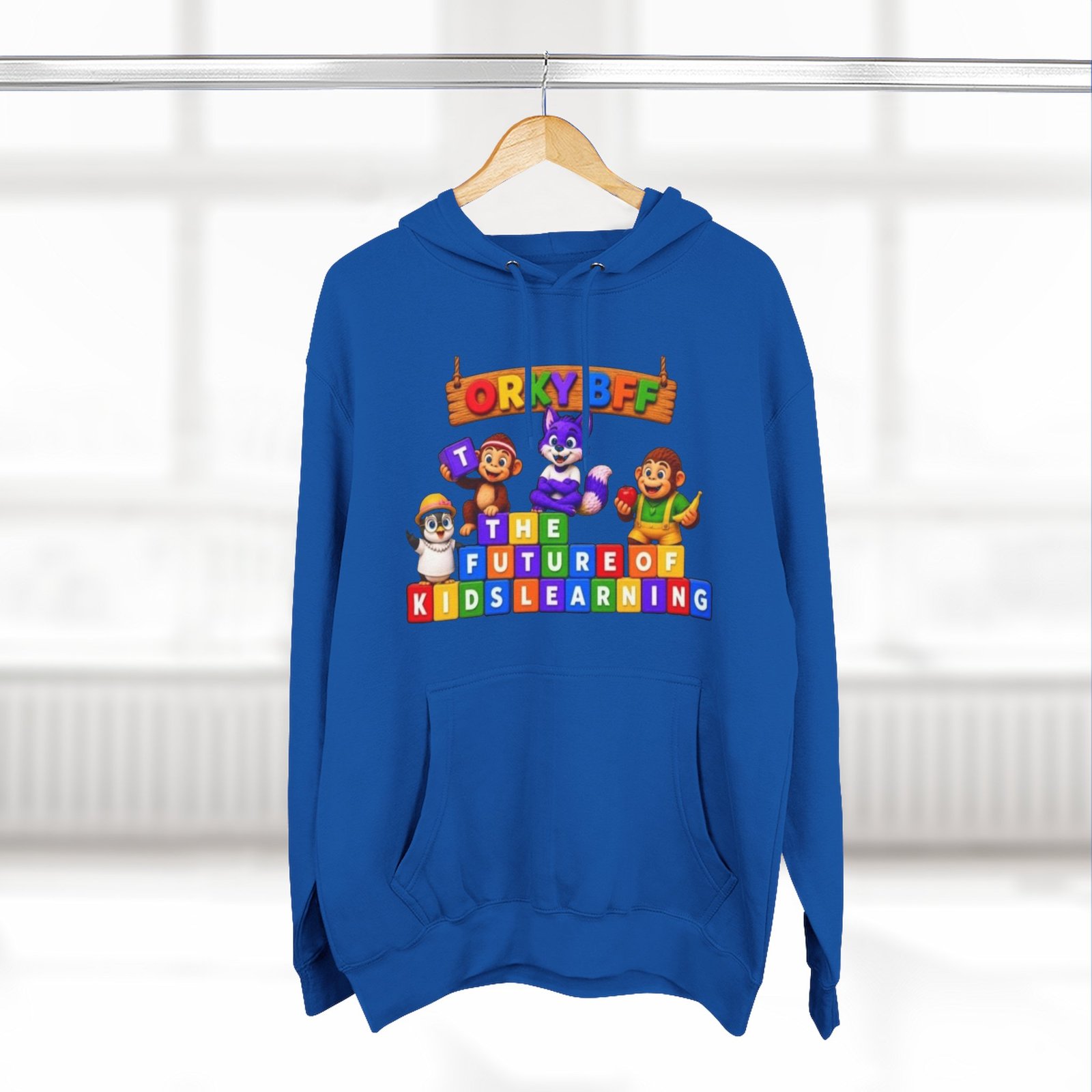 Three-Panel Fleece Hoodie__ 'Orky Bff The Future Of Kids Learning' - Image 44