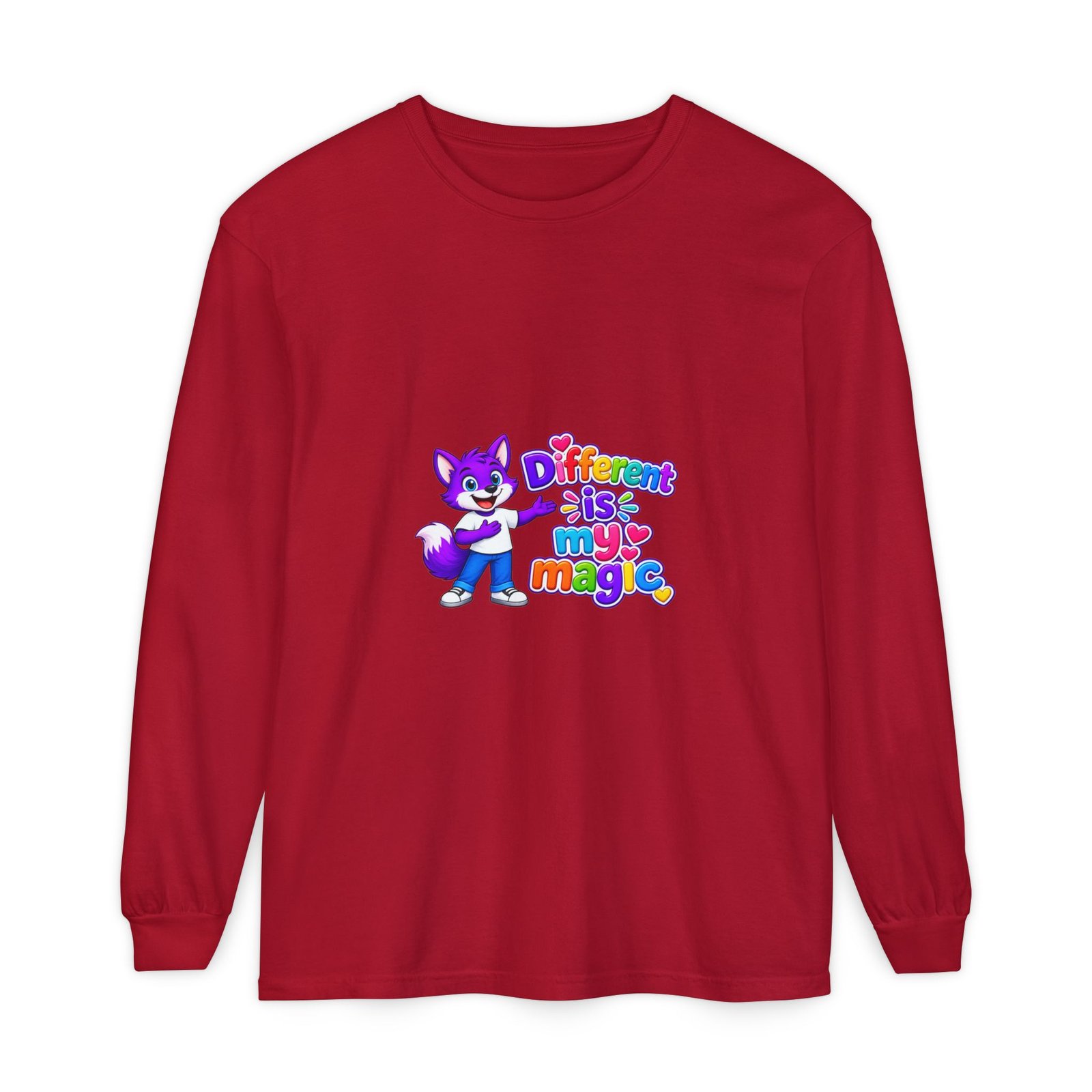 Unisex Garment-dyed Long Sleeve T-Shirt __ Different is my magic - Image 65