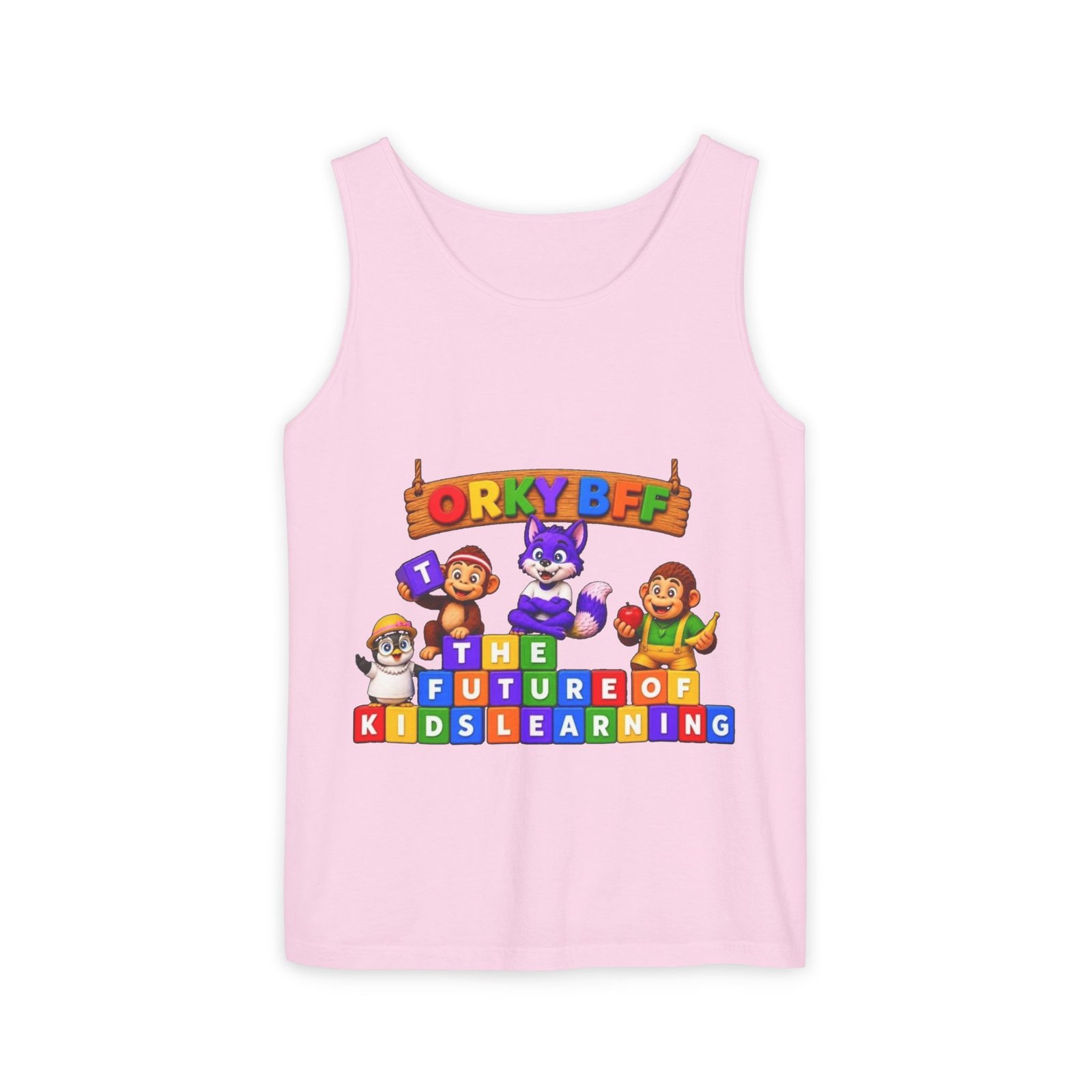 Unisex Garment-Dyed Tank Top — 'ORKY BFF: The Future of Kids Learning' Colorful Playful Tee - Image 61