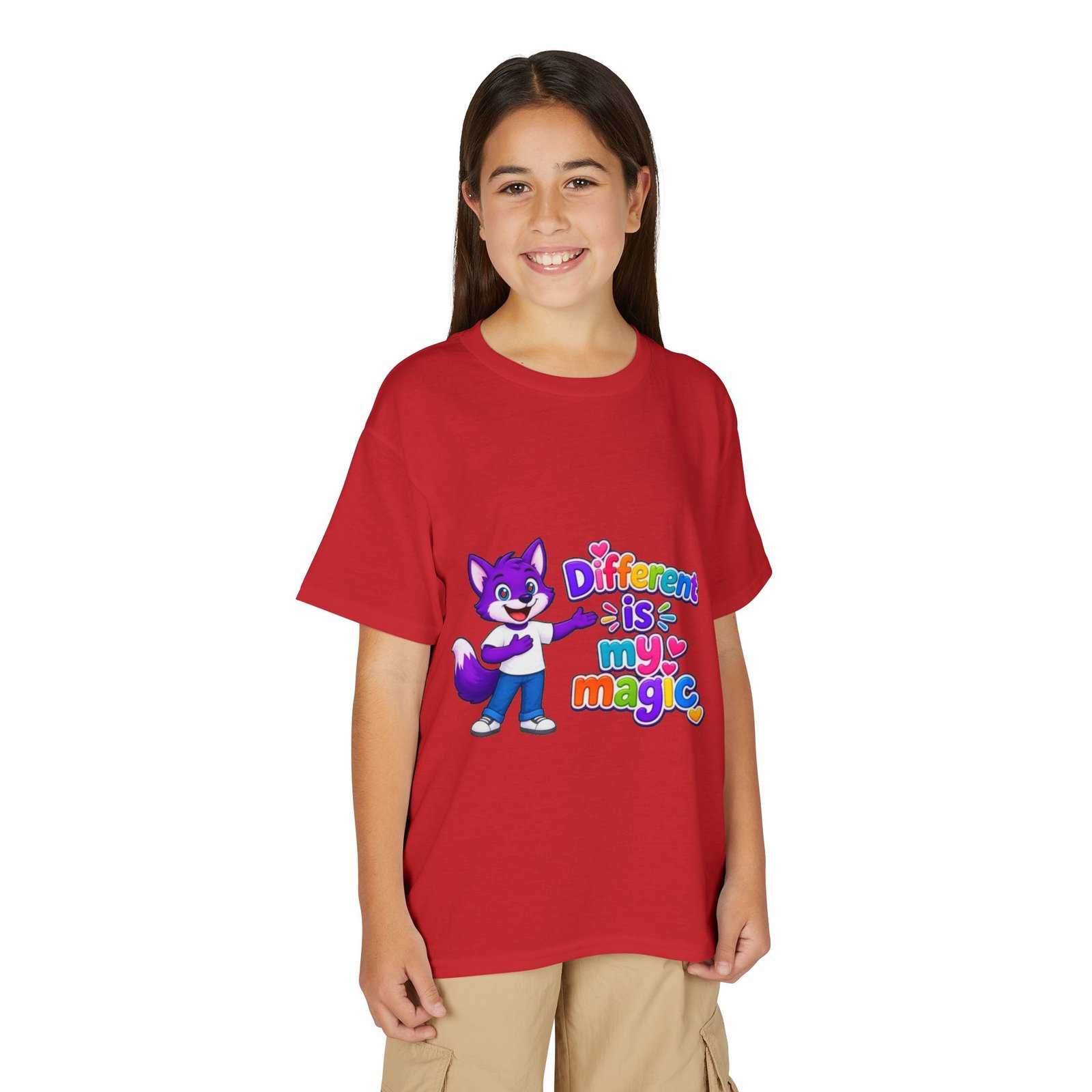 Youth DryBlend® T-Shirt — "Different Is My Magic" Cute Purple Fox - Image 59