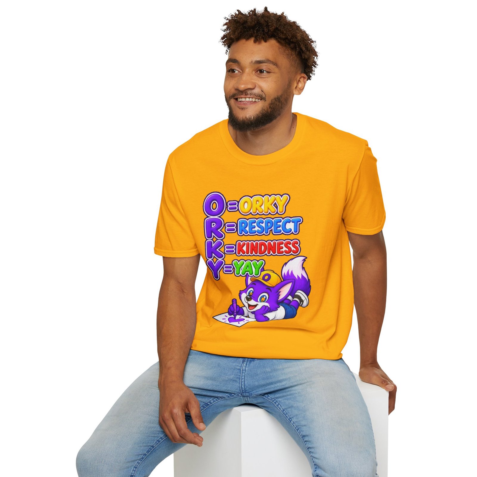 Unisex Softstyle T-Shirt — Orky Respect Kindness Kids Yay - Image 20