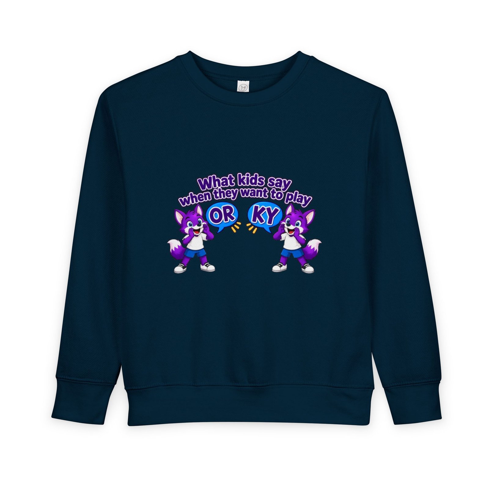 Toddler Sweatshirt — "What kids say when they want to play: Orky" Cute Purple Fox - Image 21
