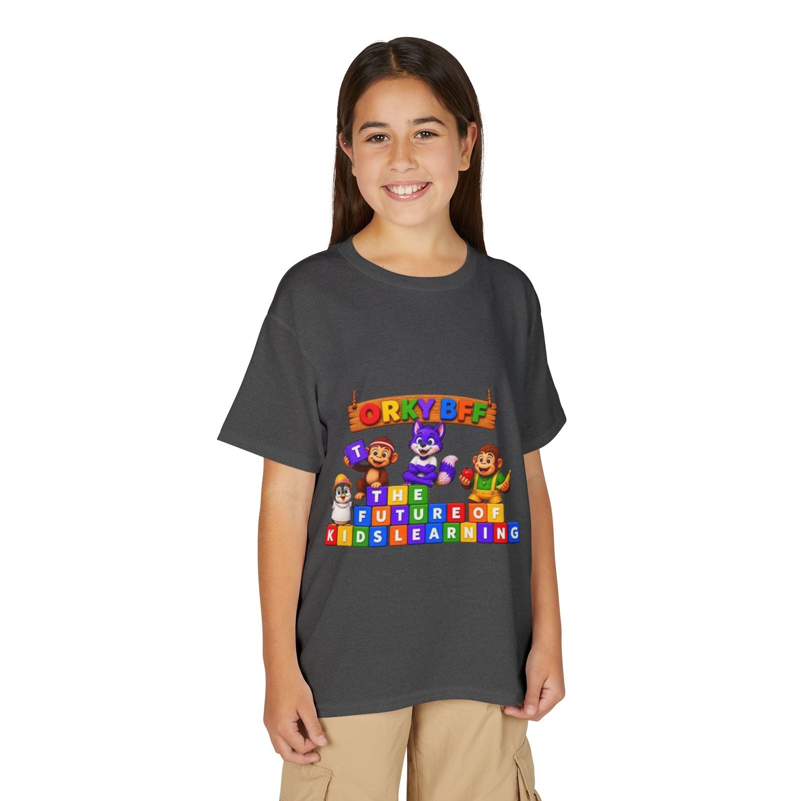 Youth DryBlend® T-Shirt— "The Future of Kids Learning" Colorful Block Character Tee - Image 35