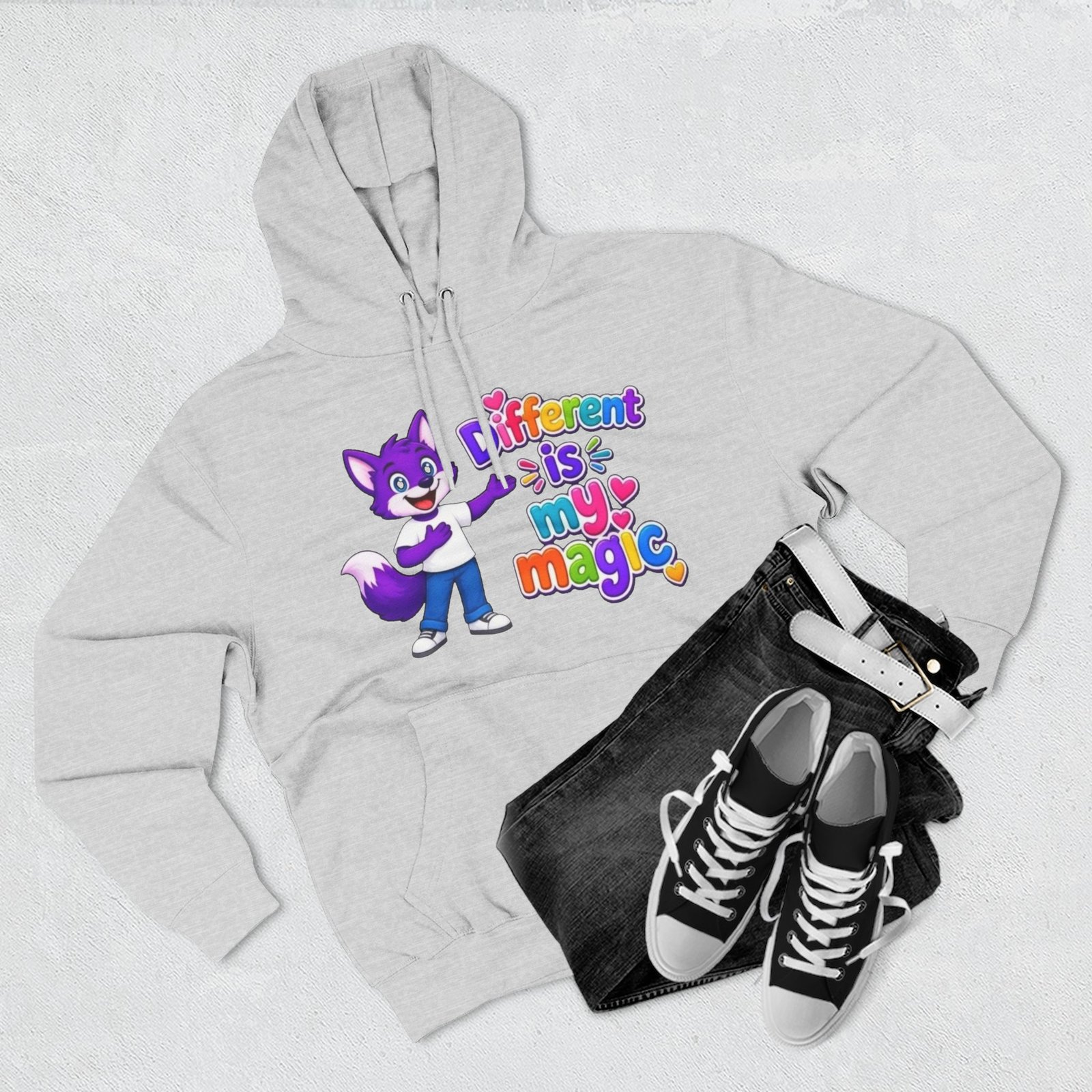 Three-Panel Fleece Hoodie __ ' Different is My Magic ' - Image 7