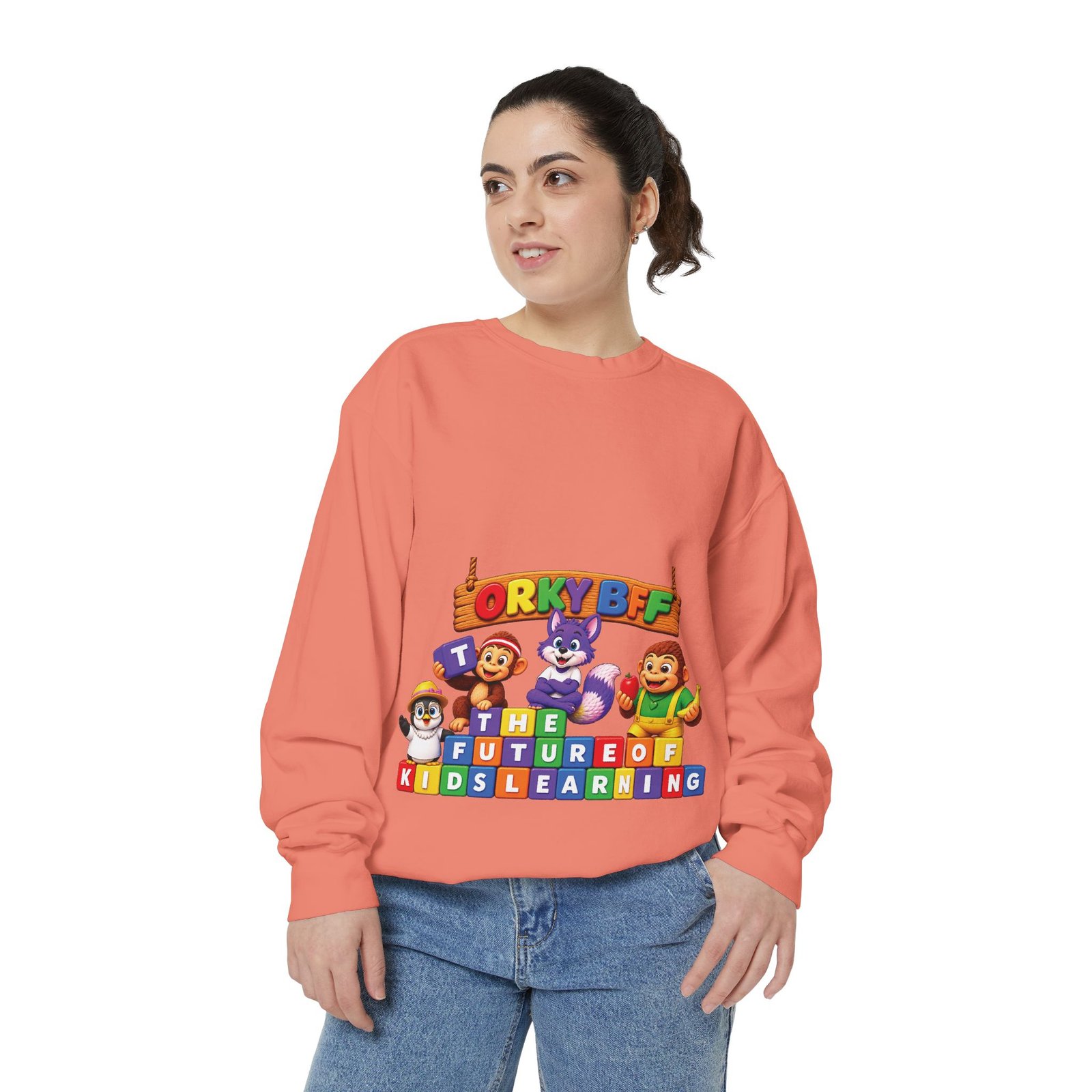 Kids Learning Crewneck Sweatshirt — 'StoryBFF: The Future of Kids Learning' Graphic - Image 11