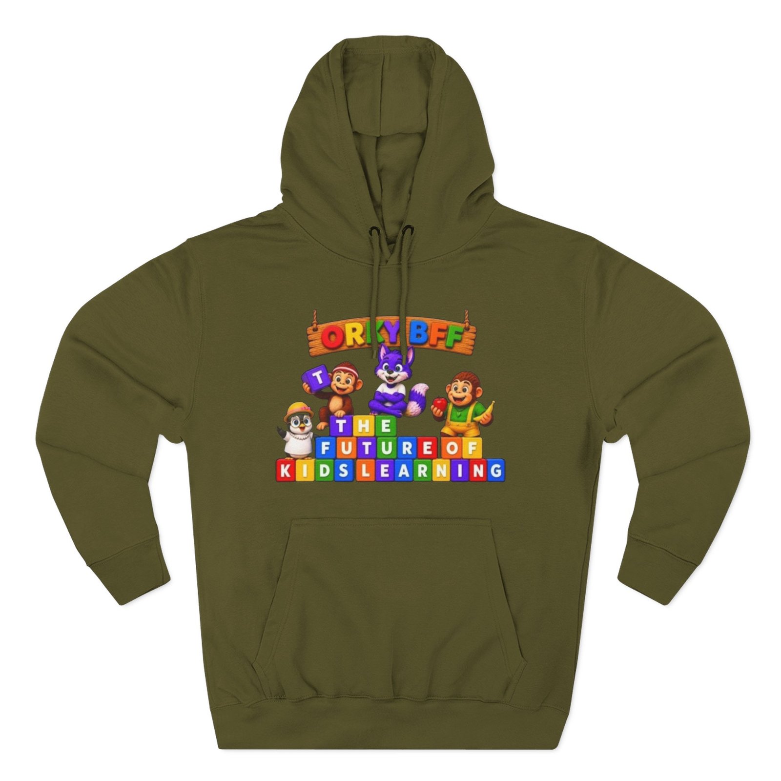 Three-Panel Fleece Hoodie__ 'Orky Bff The Future Of Kids Learning' - Image 29