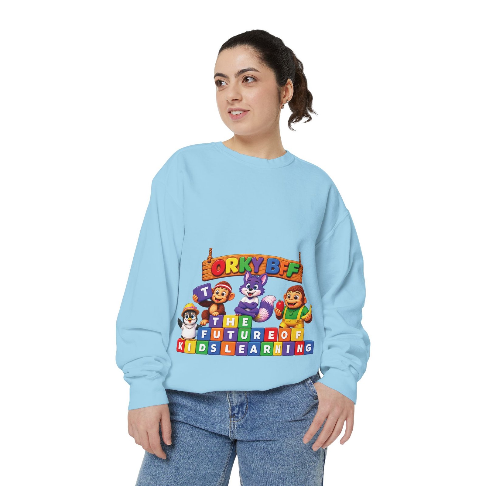 Kids Learning Crewneck Sweatshirt — 'StoryBFF: The Future of Kids Learning' Graphic - Image 59