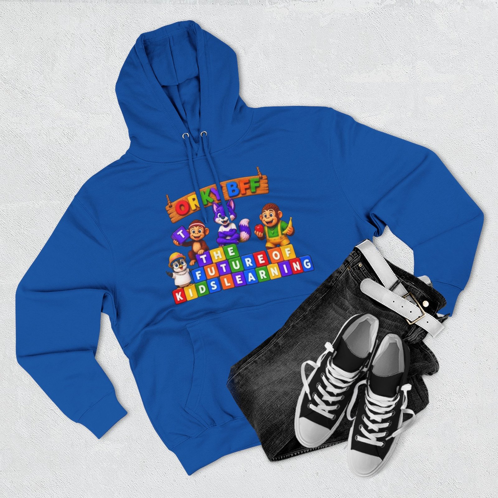 Three-Panel Fleece Hoodie__ 'Orky Bff The Future Of Kids Learning' - Image 43