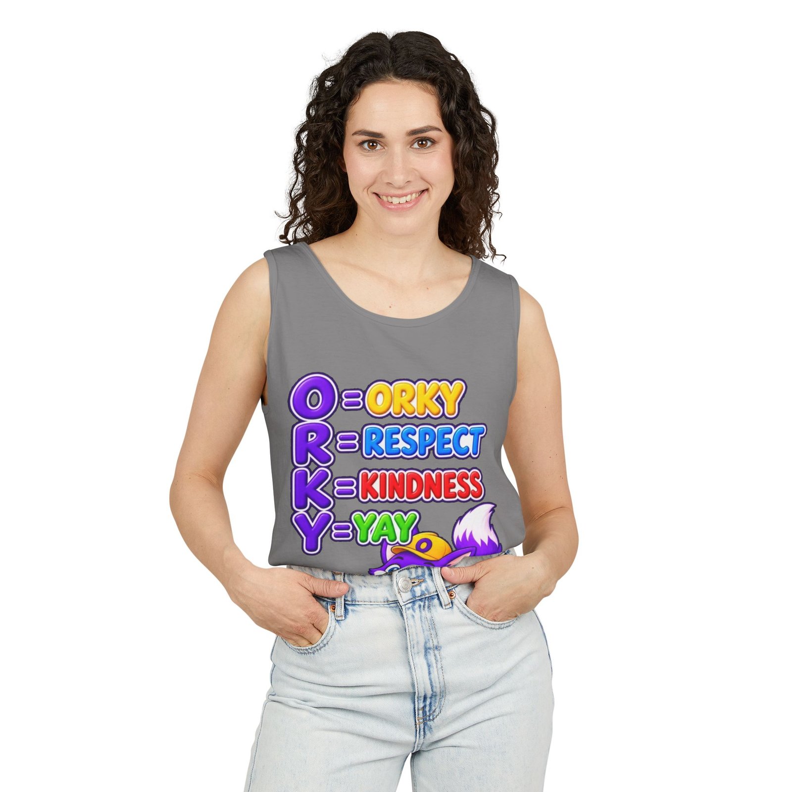 Unisex Garment-Dyed Tank Top — "ORKY: Respect, Kindness, Yay" - Image 23