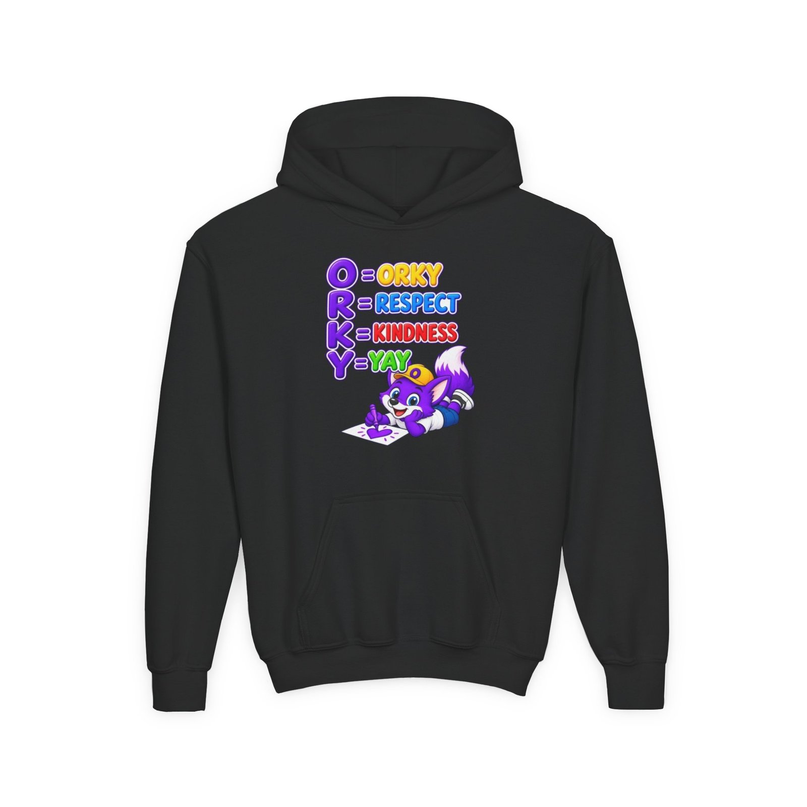 Youth Heavy Blend Hooded Sweatshirt — O.R.K.Y. Respect, Kindness, Yay - Image 5
